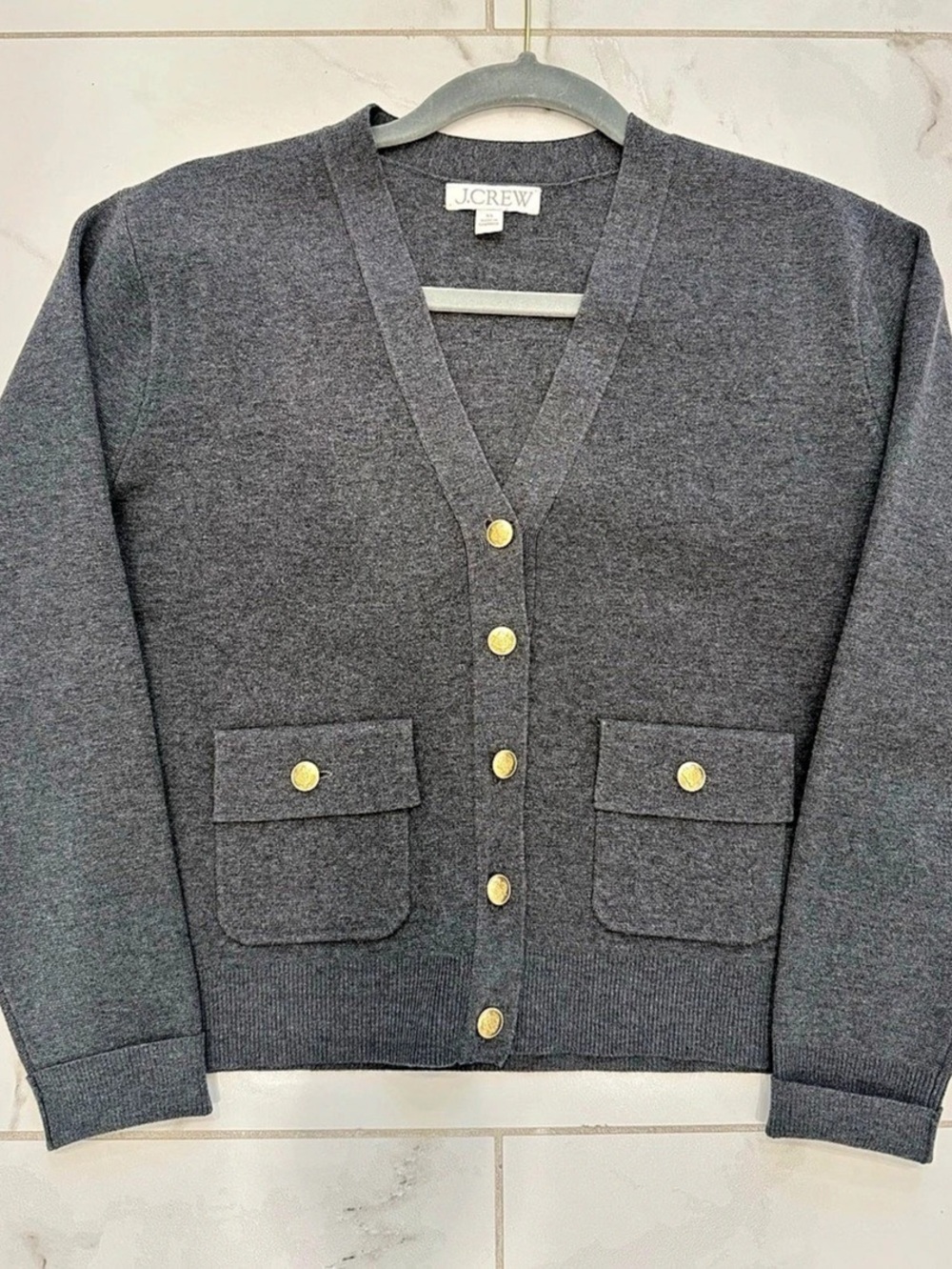 J.Crew Patch-pocket cardigan Gray Cardigan Size XS - NWOT